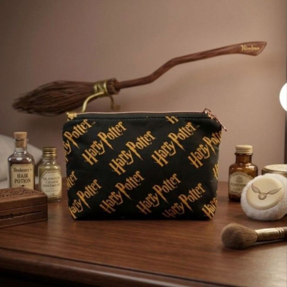 Favorite Wizard Inspired Pouch Washable Black Cotton Cosmetic & Travel Organizer